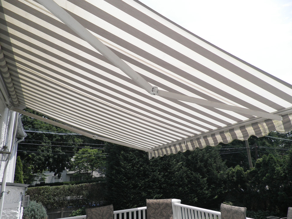 a retractable awning on a residential home